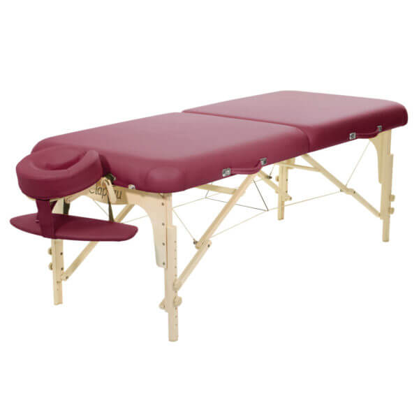 Mobiele massagetafelset pro beige burgund | demassagetafel-specialist.nl
