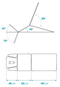 Detail segmenten electrische massagetafel met 5 segmenten