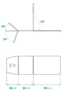 Detail segmenten electrische massagetafel met 3 segmenten