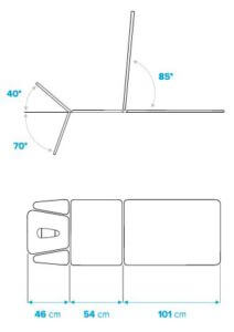 Detail segmenten electrische massagetafel met 5 segmenten