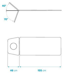 Detail segmenten electrische massagetafel met 2 segmenten
