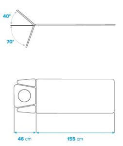 Detail segmenten electrische massagetafel met 4 segmenten